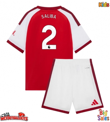 Arsenal William Saliba #2 Replica Home Stadium Kit for Kids 2026-27 Short Sleeve (+ pants)